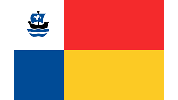 Vlag gemeente Almere - in kleur op transparante achtergrond - 600 * 337 pixels 
